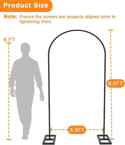 Queension Arch Backdrop Stand 6FT, Metal Wedding Arch Stand with Base,Balck | Balloon Arched Backdrop Frame for Birthday Party Baby Shower Celebration Decorations in Saudi Arabia