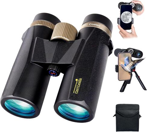 10x42 HD Binoculars for Adults High Powered with Phone Adapter and Tripod, Super Bright BAK4 Prism Waterproof Compact Binoculars for Bird Watching Hunting Stargazing Hiking Cruise Travel in Kuwait