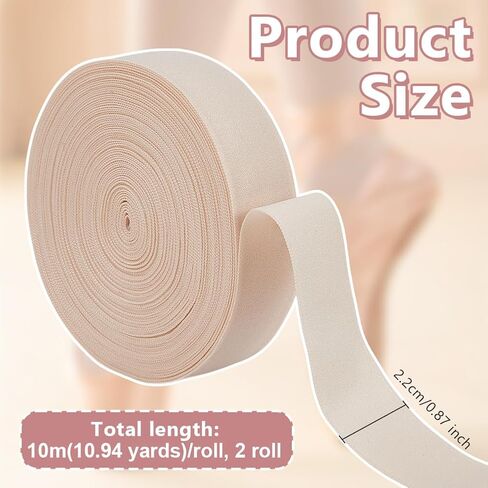 OLYCRAFT 21.9 Yards/20m Ballet Elastic Pointe Shoe 7/8 Inch Satin Stretch Ribbon Roll Minimalist Ballet Elastic Strap Pointe Shoe Ribbon Rolls for Women Shoes Accessories in Saudi Arabia