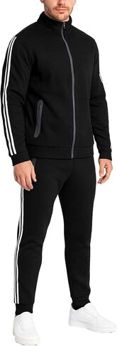 Galaxy by Harvic Men Ful Full zip Tech Fleece Hoodie و Jogger المكون من قطعتين مع تصميم تقليم عاكس in Saudi Arabia