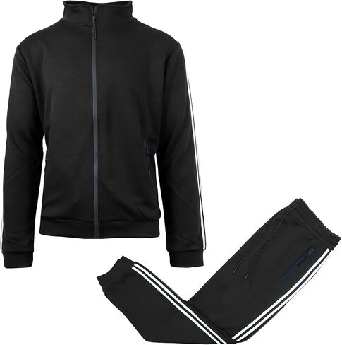 Galaxy by Harvic Men Ful Full zip Tech Fleece Hoodie و Jogger المكون من قطعتين مع تصميم تقليم عاكس in Saudi Arabia