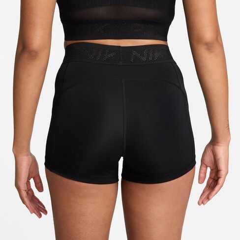 Nike Pro Women's Mid-Rise 3" Mesh-Paneled Shorts (Black/White, FN3336-010) Size Small in Saudi Arabia