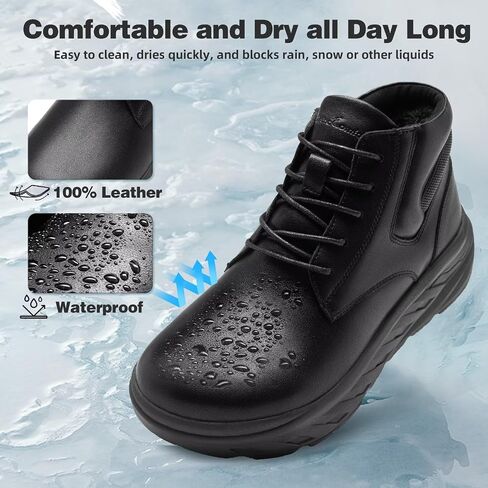 Men's Orthopedic Diabetic Winter Mid Boots: Wide Toe Box Dress Comfortable Arch Support Plantar Fasciitis Leather Oxfords Shoes, Casual Warm Modern Mid Ankle Boots for Foot and Neuropathy Pain Relief in Saudi Arabia