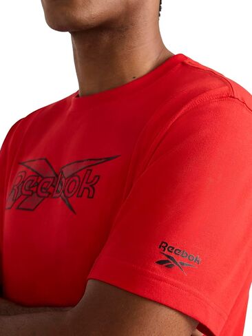 تي شيرت رجالي من Reebok بفتحة رقبة دائرية، مقاس قياسي، نسيج جيرسي قطني وبوليستر خفيف الوزن in Kuwait