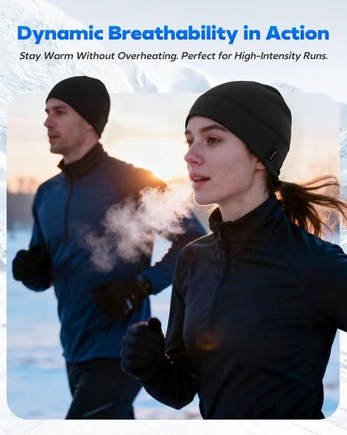 Winter Sports Beanie for Men Women - Uni-Directional Sweat Transport Thermal Skull Cap for Running Cycling Commuting in Saudi Arabia