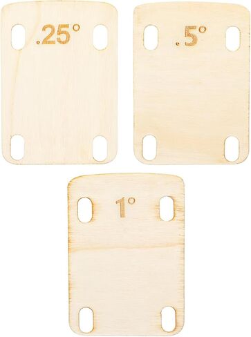 Guitar Neck Shims, 3PCS 0.25, 0.5 and 1 Degree Guitar Neck Plate Tool Solid Wood Guitar Neck Shim Protection for Guitar Bass Bolt-on Neck Repairment, 3 x 2inch Wood in Saudi Arabia