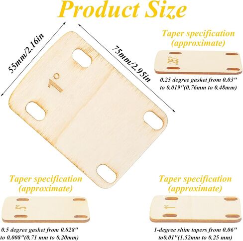 Guitar Neck Shims, 3PCS 0.25, 0.5 and 1 Degree Guitar Neck Plate Tool Solid Wood Guitar Neck Shim Protection for Guitar Bass Bolt-on Neck Repairment, 3 x 2inch Wood in Saudi Arabia