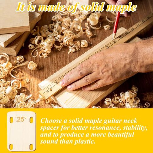 Guitar Neck Shims, 3PCS 0.25, 0.5 and 1 Degree Guitar Neck Plate Tool Solid Wood Guitar Neck Shim Protection for Guitar Bass Bolt-on Neck Repairment, 3 x 2inch Wood in Saudi Arabia