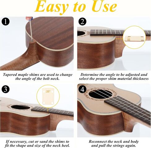 Guitar Neck Shims, 3PCS 0.25, 0.5 and 1 Degree Guitar Neck Plate Tool Solid Wood Guitar Neck Shim Protection for Guitar Bass Bolt-on Neck Repairment, 3 x 2inch Wood in Saudi Arabia