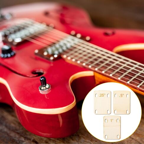 Guitar Neck Shims, 3PCS 0.25, 0.5 and 1 Degree Guitar Neck Plate Tool Solid Wood Guitar Neck Shim Protection for Guitar Bass Bolt-on Neck Repairment, 3 x 2inch Wood in Saudi Arabia