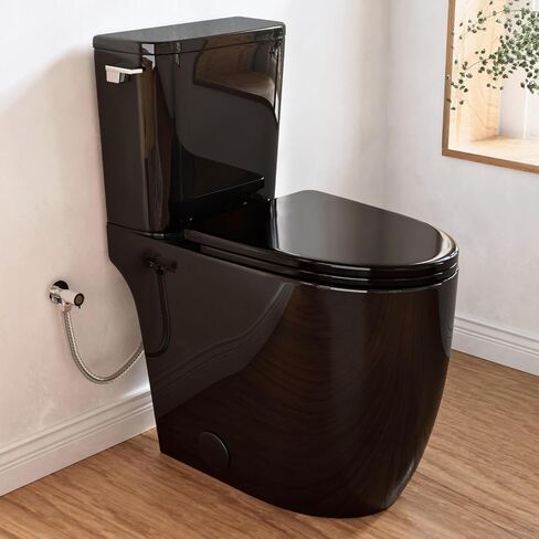 Modern Skirted 21" High Toilet with Cyclone Flush, Los Flexi Tall Toilets For Seniors 21 inch, Comfort Elongated Bowl, Chrome Lever, Soft-Close Seat, 1.28GPF Two-Piece Extra Tall Toilet, 12" Rough-In in Kuwait