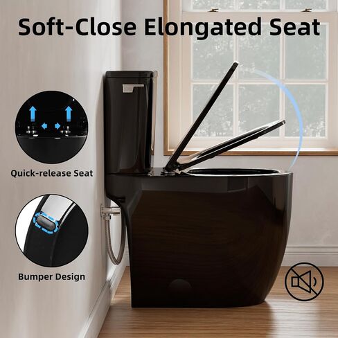 Modern Skirted 21" High Toilet with Cyclone Flush, Los Flexi Tall Toilets For Seniors 21 inch, Comfort Elongated Bowl, Chrome Lever, Soft-Close Seat, 1.28GPF Two-Piece Extra Tall Toilet, 12" Rough-In in Kuwait