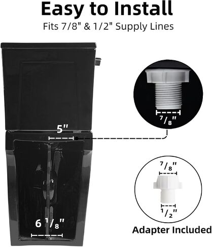 Modern Skirted 21" High Toilet with Cyclone Flush, Los Flexi Tall Toilets For Seniors 21 inch, Comfort Elongated Bowl, Chrome Lever, Soft-Close Seat, 1.28GPF Two-Piece Extra Tall Toilet, 12" Rough-In in Kuwait