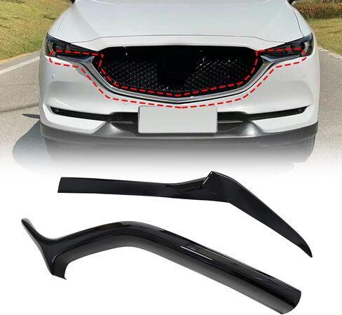 Secosautoparts 2pcs الشبكة الأمامية إدراج تغطية صب ABS متوافق مع Mazda Cx-5 Cx5 2022 2023 2024 Gloss Black Expressions in Kuwait
