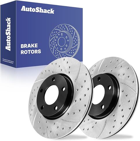 AutoShack Black Hat Drilled and Slotted Brake Rotors Front Brake Rotor Replacement Kit for 2004-2013 Mazda 3 2010-2013 Mazda 3 Sport 2012-2017 Mazda 5 2.3L 2.5L FWD PR41365LR in Saudi Arabia