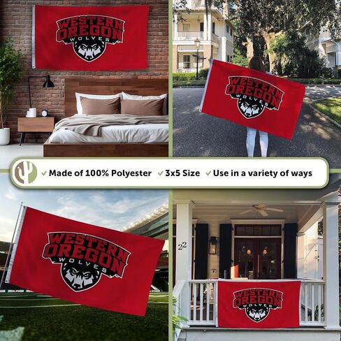 Desert Cactus Western Oregon University WOU Flag - 3 x 5 Feet Wolves Banner, Indoor/Outdoor Durable Fabric, 100% Polyester Design (Style 1) in Saudi Arabia