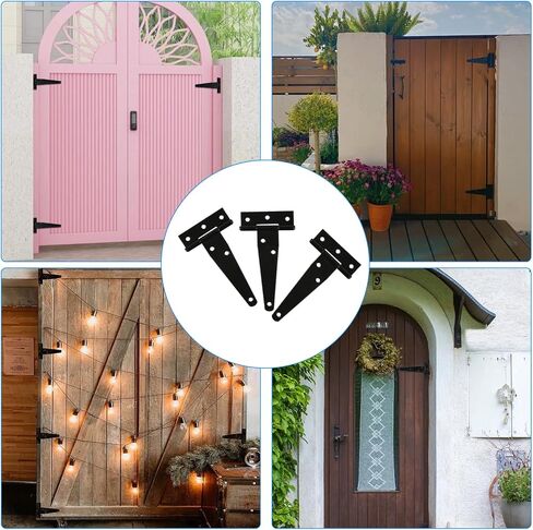 12-Pack Heavy Duty 3" T-Strap Gate Hinges for Outdoor Doors, Wooden Fences, Barns & Sheds - Black in Saudi Arabia