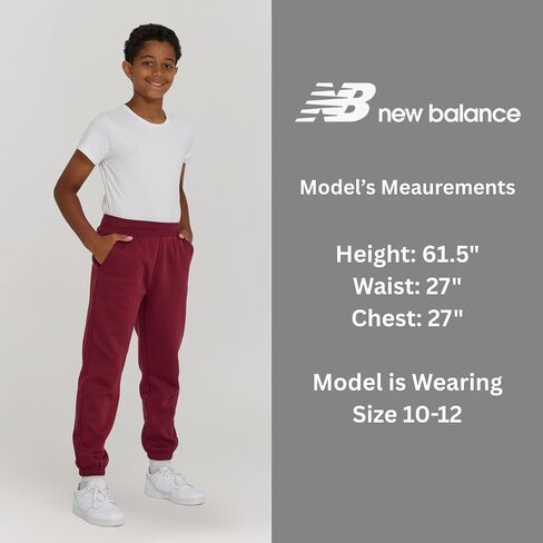 New Balance Boys Royaled Fit Fit Aggers-Kids Soft Cotton Blend Fleece Fleece Ratiatic Pants مع جيوب (حجم 4-20) in Saudi Arabia