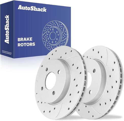 AutoShack Black Hat Drilled and Slotted Brake Rotors Front Brake Rotor Replacement Kit for 2012-2019 Nissan Versa 2014-2019 Versa Note 2015-2019 Micra 1.6L FWD PR1080983LR in Saudi Arabia