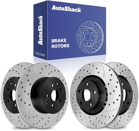 AutoShack Front and Rear Drilled Slotted Brake Rotors Silver Set of 4 Replacement for 2011-2020 Toyota Sienna 2014-2019 Highlander 2010-2014 2015 Lexus RX350 RX450h 2.7L 3.5L V6 AWD FWD BRKPKG040103 in Saudi Arabia