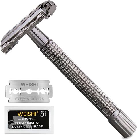 WEISHI Safety Razor Double Edge Nostalgic Long Handle Butterfly Open Razor in Kuwait