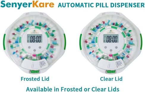 Automatic Pill Dispenser w/Alarm, Sound & Light, 28-Day Locked Medication Dispenser w/Easy-Read Display, Timed Dispenser Up to 9 Dosage Templates for Prescriptions, Vitamins & More, Clear in Saudi Arabia