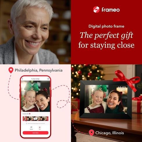 Frameo Digital Picture Frame - 10.1 بوصة كبيرة 32 جيجابايت مع شاشة اللمس HD IPS | توقعات درجة حرارة الطقس | الوقت ساعة | عرض الشرائح | شارك الصور/مقاطع الفيديو من WiFi Phone (أبيض) in Saudi Arabia