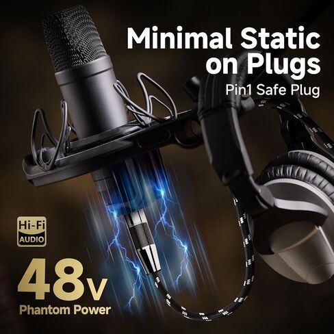 TODN A Pair Balanced XLR Cable for Audiophile, Professional XLR Mic Stereo Audio Cable with O-C-C Core, Dual Shielded for Live Sound/Studio (3ft/1m, 1 Pair) in Kuwait