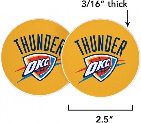 Desert Cactus Oklahoma City Thunder Car Accessories NBA Basketball League Absorbent Sandstone Cup Coasters Licensed Product Set of 2 (Car Coaster A) in Saudi Arabia
