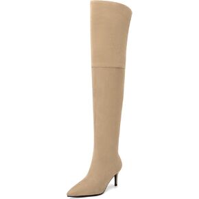 أحذية Skysterry With High Boots فوق أحذية الركبة للنساء مدببة بأصابع القدمين ، وهي أحذية عالية الكعب مريحة ، سستة من سحاب العجل على نطاق واسع في حفل زفاف يرجع تاريخه إلى أحذية سقوط طويلة 2.4 بوصة in Kuwait