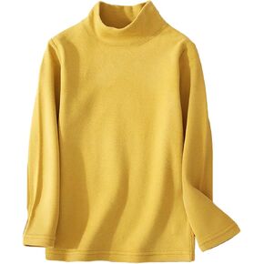 BILIKEYU Boys Girls Cotton Pullover Shirts Turtleneck Long Sleeve Solid Color Casual Fall Winter Tops for Kids in Kuwait