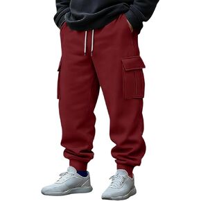 الصوف البضائع Sweatpants للرجال مفتوحة أسفل السراويل البضائع الفضفاضة الرباط عادية مرونة الخصر تجريب السراويل ث/جيوب in Kuwait