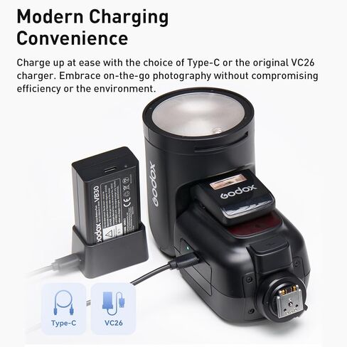Flash Godox V1-N لكاميرا Nikon ، 76WS 2.4G TTL Round Head Flash Speedlight ، 1/8000 HSS ، 480 لقطات الطاقة الكاملة ، 1.5S وقت إعادة التدوير ، بطارية ليثيوم 2600MAH in Kuwait
