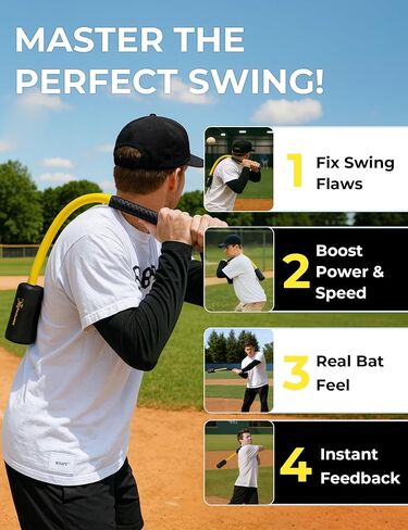 Baseball & Softball Rope Swing Trainer - Innovative High-Density Foam Bat Design for Real Swing Feel & Better Feedback, Batting Training Tool, Hitting Aid for Youth & Beginners in Saudi Arabia