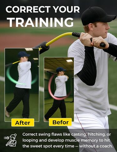 Baseball & Softball Rope Swing Trainer - Innovative High-Density Foam Bat Design for Real Swing Feel & Better Feedback, Batting Training Tool, Hitting Aid for Youth & Beginners in Saudi Arabia