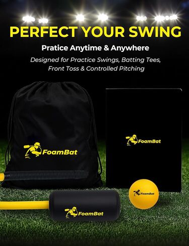 Baseball & Softball Rope Swing Trainer - Innovative High-Density Foam Bat Design for Real Swing Feel & Better Feedback, Batting Training Tool, Hitting Aid for Youth & Beginners in Saudi Arabia