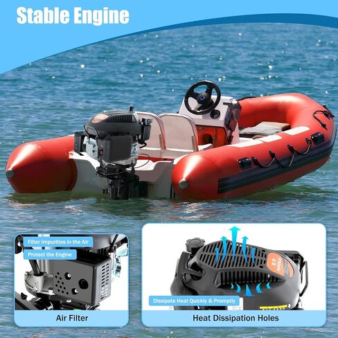 4-Stroke 6.5HP 123CC Boat Engine Marine Outboard Motor, CDI Water Cooling Motor Tiller Control Manual Start for Fishing Aquaculture Outdoor Adventure Boat with Fuel Tank and Hoses in Kuwait