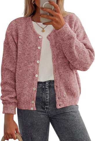 Prettygarden Fall Sleeve Cardigans للنساء العصرية 2025 فتح زر الشتاء الأمامي لأسفل Crewneck Soft Sweater سترة in Kuwait