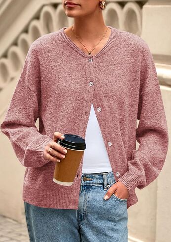 Prettygarden Fall Sleeve Cardigans للنساء العصرية 2025 فتح زر الشتاء الأمامي لأسفل Crewneck Soft Sweater سترة in Kuwait