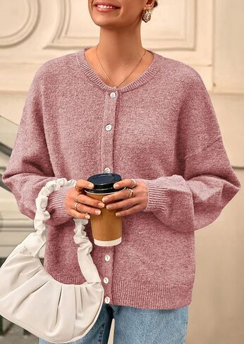 Prettygarden Fall Sleeve Cardigans للنساء العصرية 2025 فتح زر الشتاء الأمامي لأسفل Crewneck Soft Sweater سترة in Kuwait