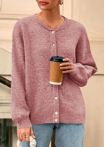 Prettygarden Fall Sleeve Cardigans للنساء العصرية 2025 فتح زر الشتاء الأمامي لأسفل Crewneck Soft Sweater سترة in Kuwait