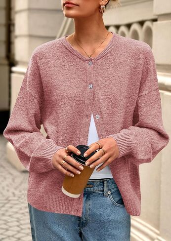 Prettygarden Fall Sleeve Cardigans للنساء العصرية 2025 فتح زر الشتاء الأمامي لأسفل Crewneck Soft Sweater سترة in Kuwait