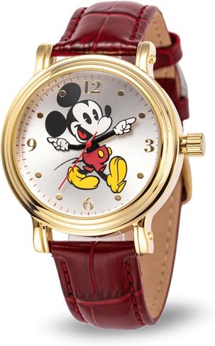ديزني ساعة كوارتز انالوج بعقارب بتصميم كلاسيكي وعقارب مفصلية للبالغين من ميكي ماوس، لون خمري، ساعة كوارتز ميكي, كستنائي, ساعة كوارتز ميكي in Kuwait