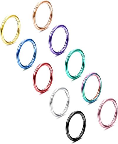Besteel 10 قطع 16-18G حلقات الأنف المفصلية هيليكس الغضروف Daith هوب أقراط للنساء الرجال الحاجز الزنمة النائمة محارة ثقب القرط مجموعة 8-12 مم in Kuwait