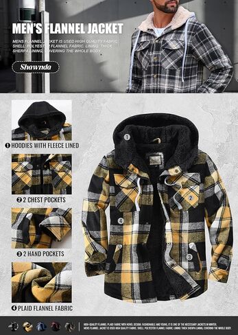 Shawnda Men's Sherpa Hooded Flannel Jacket Stack in Saudi Arabia