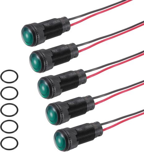 PATIKIL 5Pcs 10mm(3/8") Indicator Light,12V-24V AC/DC LED Plastic Shell Signal Lamp Waterproof IP67 Round Head Signal Lights with 150mm(5.9") Cable for Boat Car,Red in Saudi Arabia