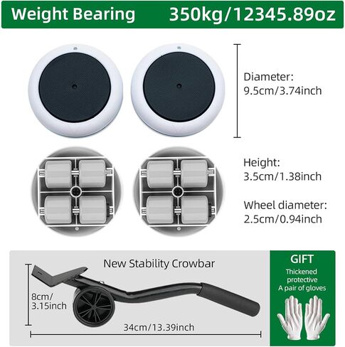 Heavy Duty Furniture Moving Tool Set - Supports up to 2800 Pounds, nhanced Dolly and Lifter with Custom TPE 360° Rotating Wheels for Easy Furniture Lifting and Moving - Made of Premium Carbon Steel in Kuwait