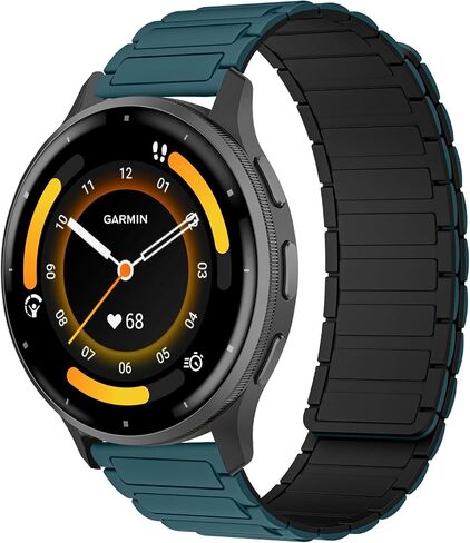 سوار ساعة من السيليكون مقاس 22 ملم متوافق مع Garmin Venu 4 45mm/Venu 3 45mm/Venu 2/Vivoactive 4/Active، حزام بديل مغناطيسي لـ Garmin Forerunner 570 47mm/Forerunner 265/255 in Kuwait