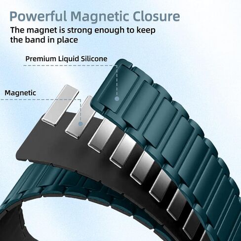 سوار ساعة من السيليكون مقاس 22 ملم متوافق مع Garmin Venu 4 45mm/Venu 3 45mm/Venu 2/Vivoactive 4/Active، حزام بديل مغناطيسي لـ Garmin Forerunner 570 47mm/Forerunner 265/255 in Kuwait