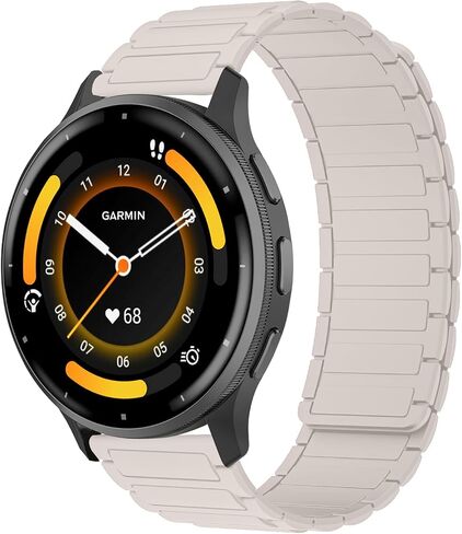 سوار ساعة من السيليكون مقاس 22 ملم متوافق مع Garmin Venu 4 45mm/Venu 3 45mm/Venu 2/Vivoactive 4/Active، حزام بديل مغناطيسي لـ Garmin Forerunner 570 47mm/Forerunner 265/255 in Kuwait